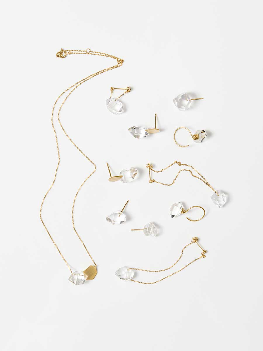 HERKIMER DIAMOND QUARTZ_CLASH_Pierced Earrings