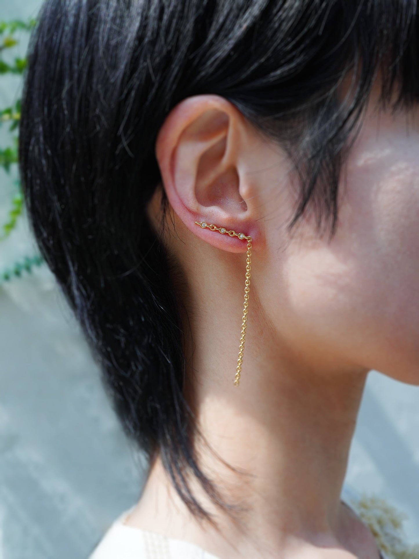 SETTING_Pierced Earring_Swing Chain_3Diamonds